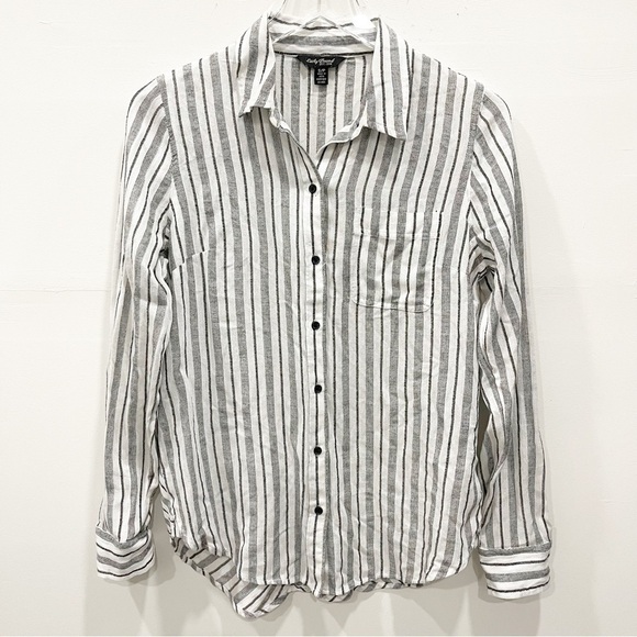 Lucky Brand Button Up Shirt Stripe Cotton Blend Button Back Tail Detail Small - Picture 1 of 9
